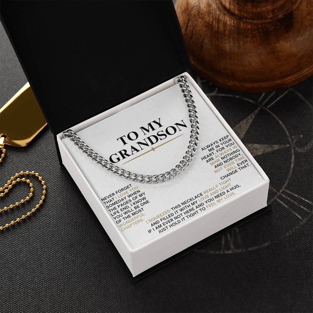 Cuban Link Chain with Sentimental Message for Grandson