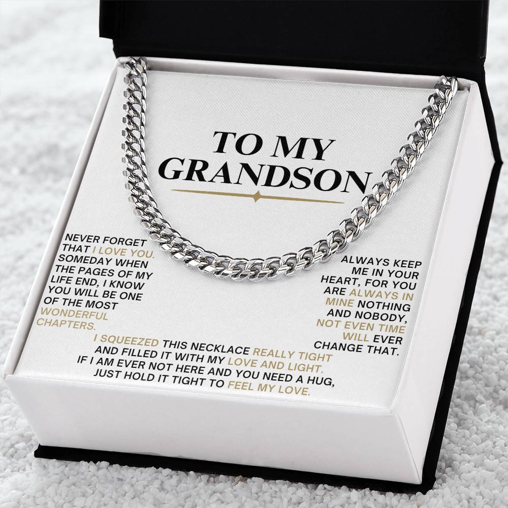 Cuban Link Chain with Sentimental Message for Grandson