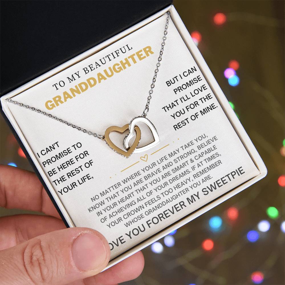 Interlocking Heart Necklace for Granddaughter - CZ Crystals