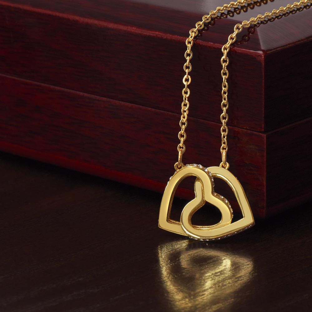 Interlocking Heart Necklace for Granddaughter - CZ Crystals