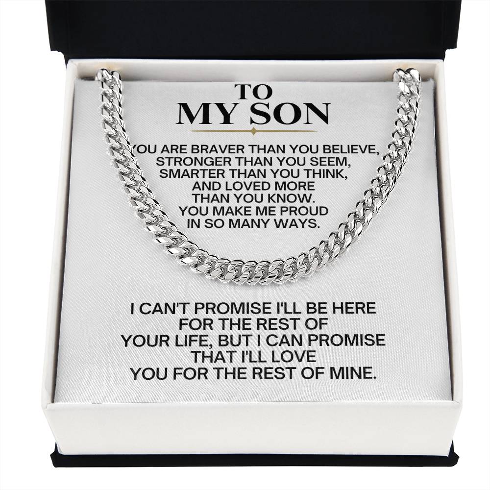 To My Son Cuban Link Chain Necklace - Gift Box Included