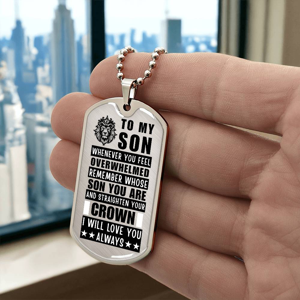 Personalized Dog Tag Necklace with Engraving. Gift for Son