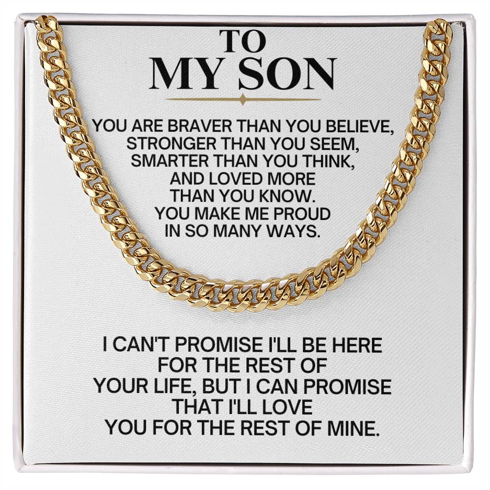 To My Son Cuban Link Chain Necklace - Gift Box Included