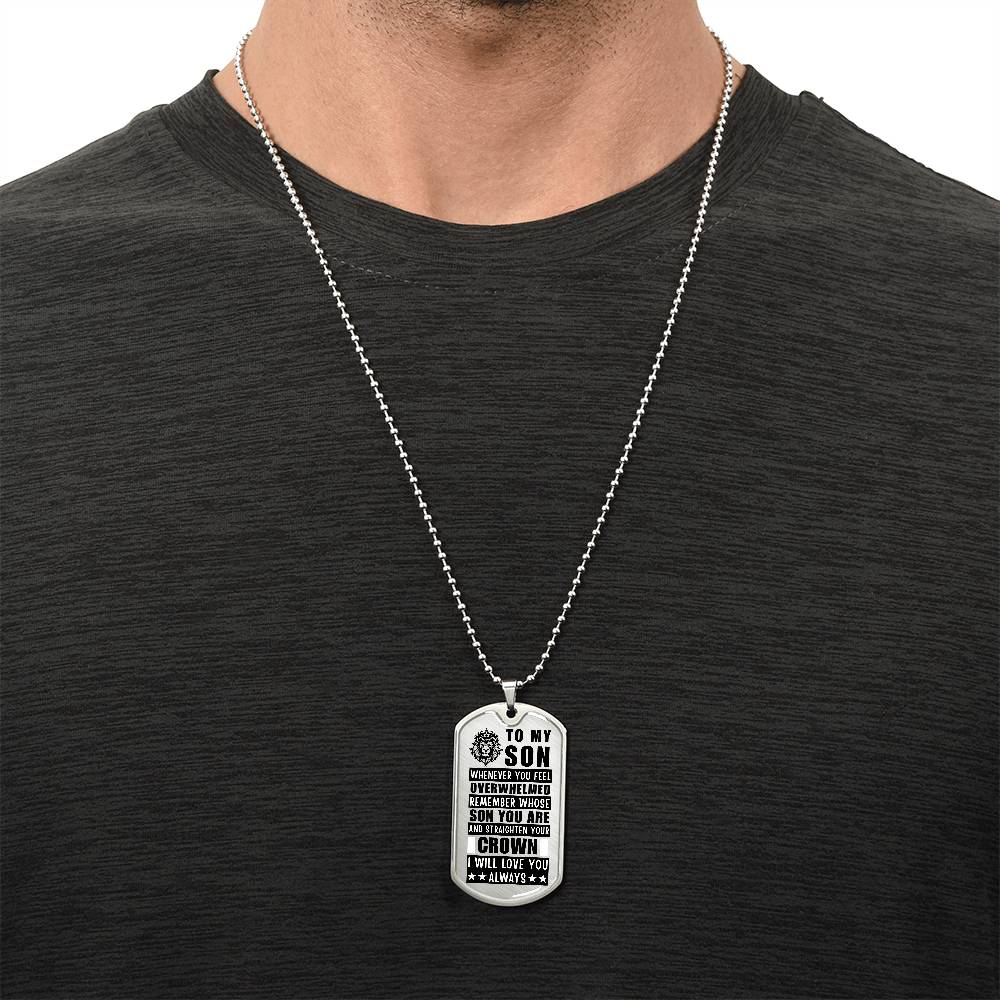 Personalized Dog Tag Necklace with Engraving. Gift for Son