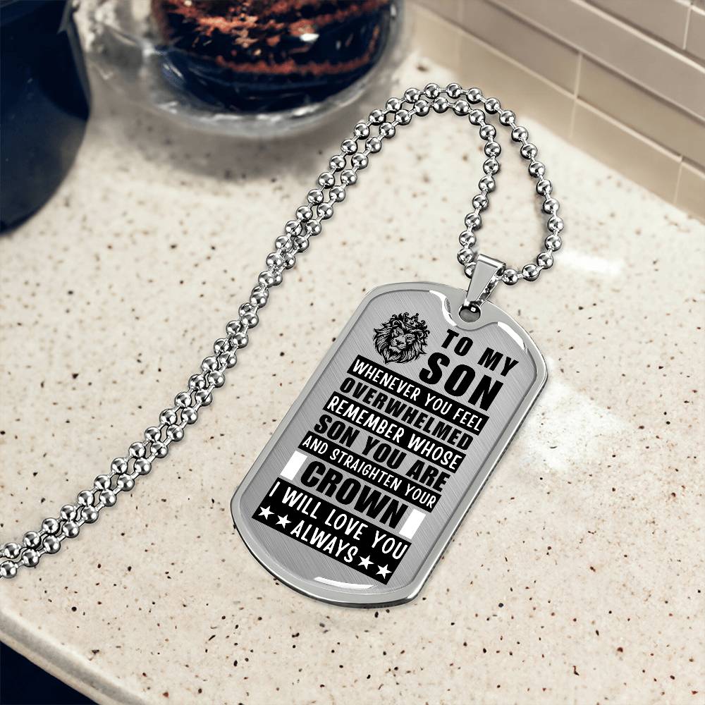 Personalized Dog Tag Necklace with Engraving. Gift for Son