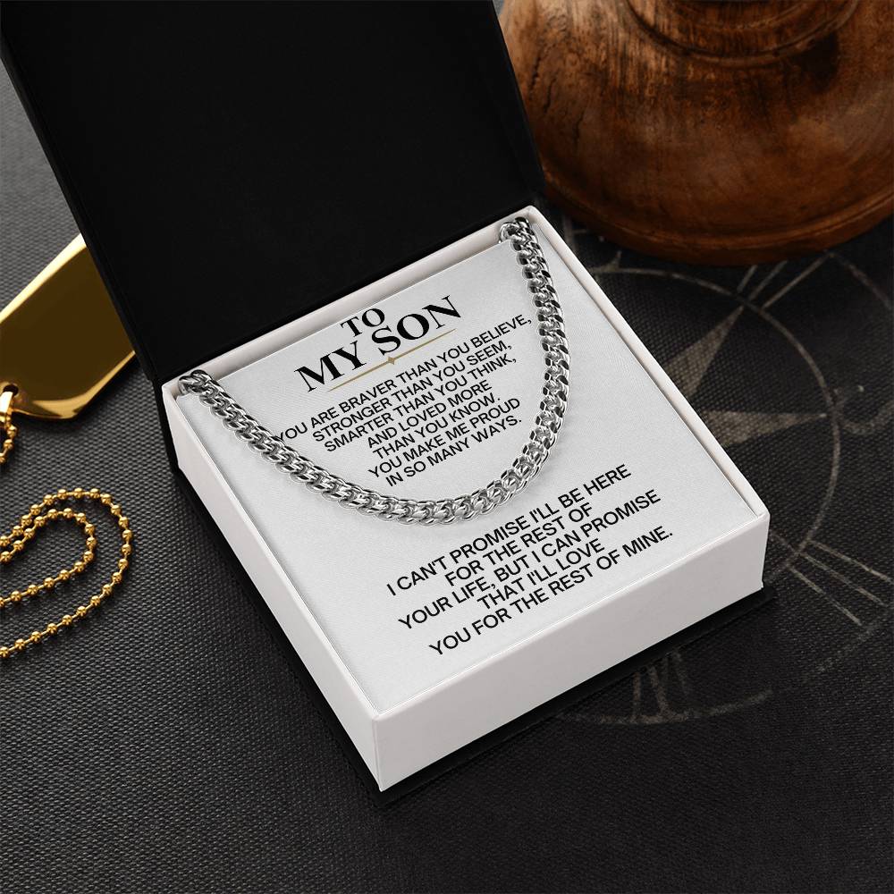 To My Son Cuban Link Chain Necklace - Gift Box Included