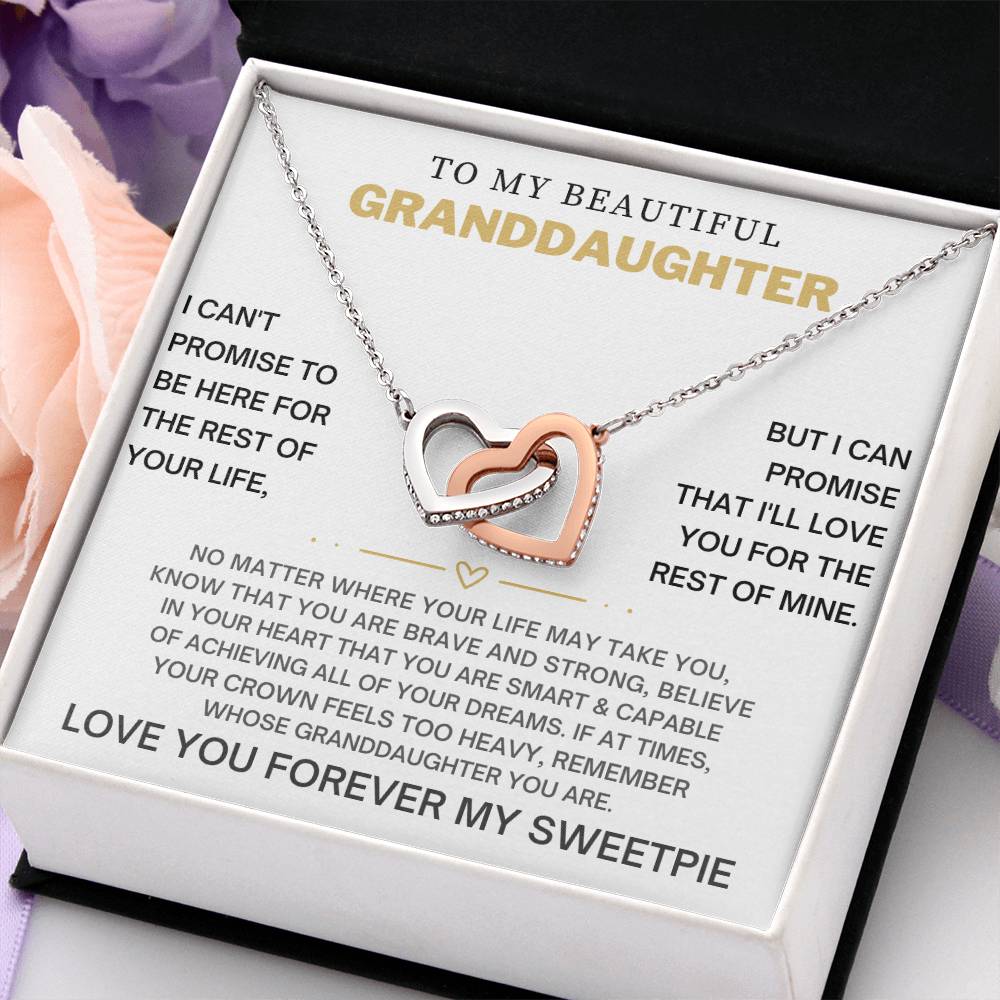 Interlocking Heart Necklace for Granddaughter - CZ Crystals