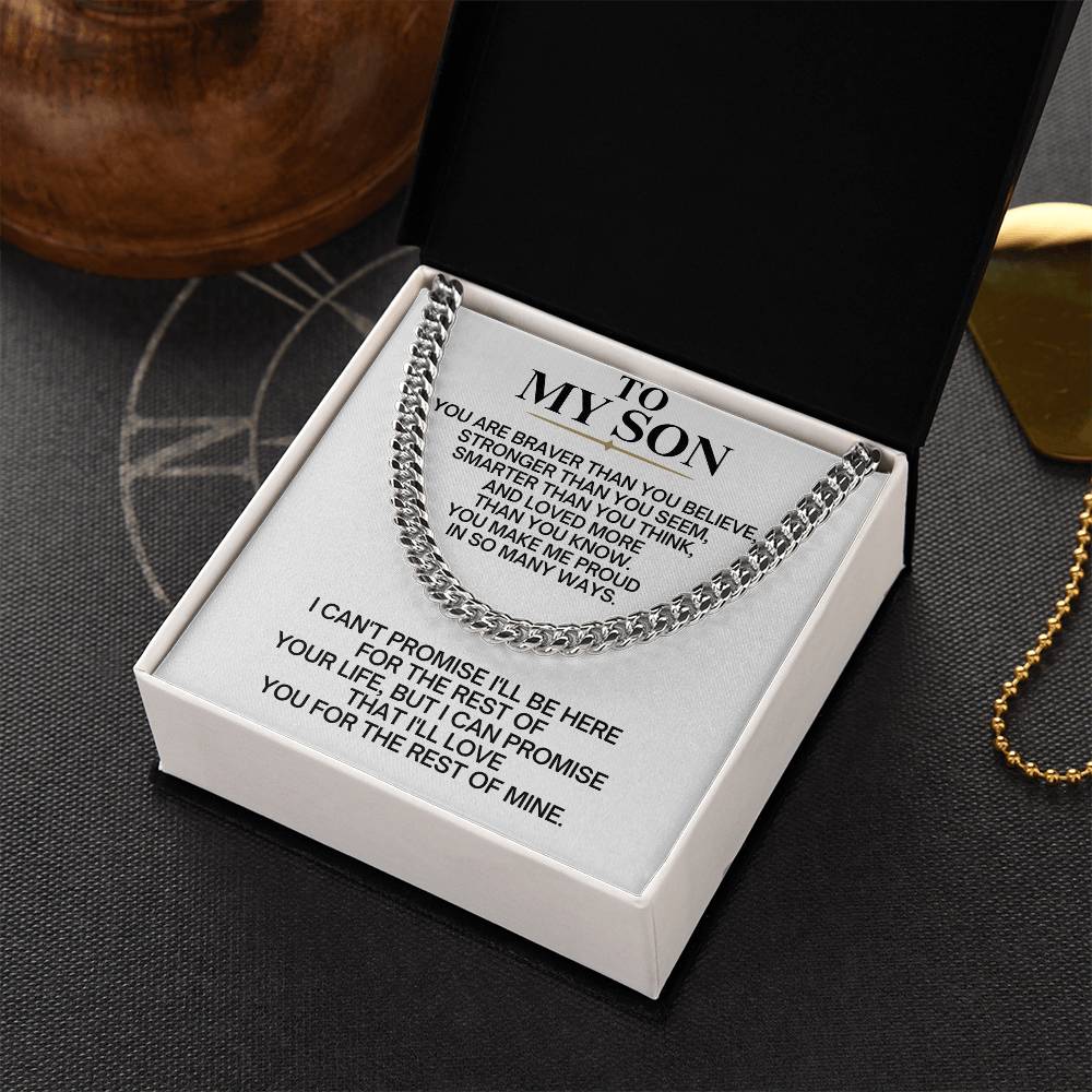 To My Son Cuban Link Chain Necklace - Gift Box Included