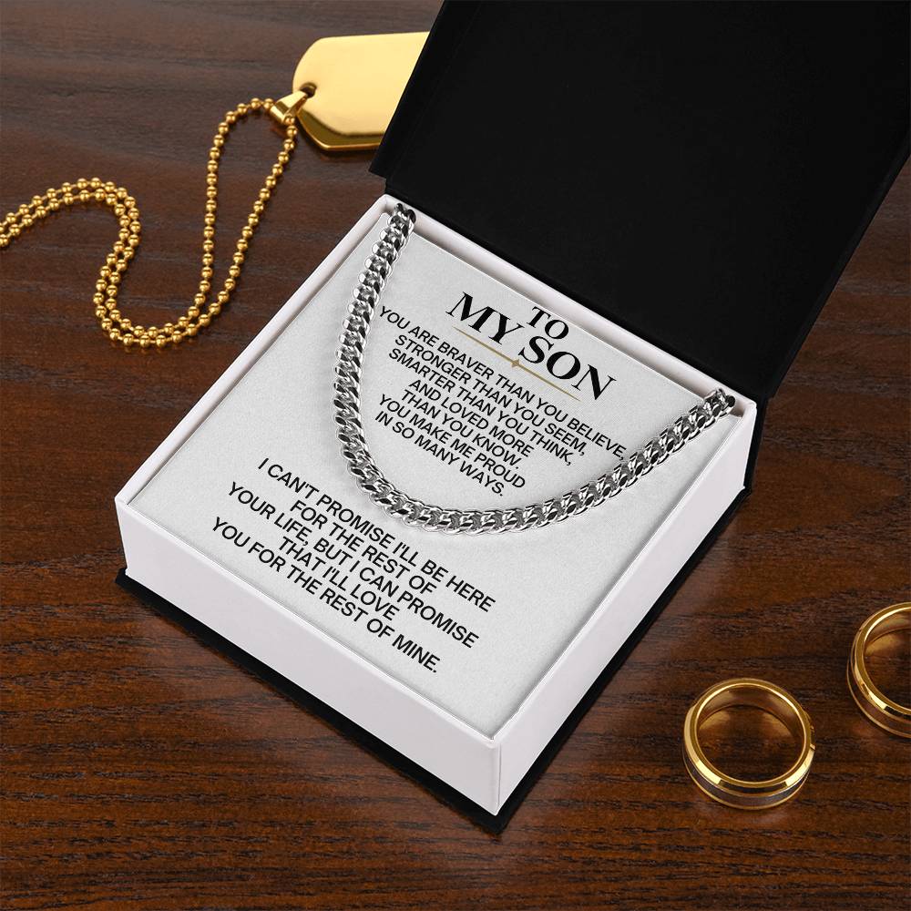 To My Son Cuban Link Chain Necklace - Gift Box Included