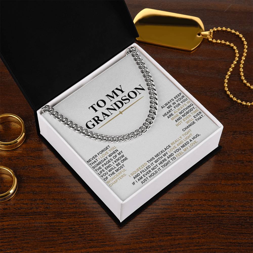 Cuban Link Chain with Sentimental Message for Grandson