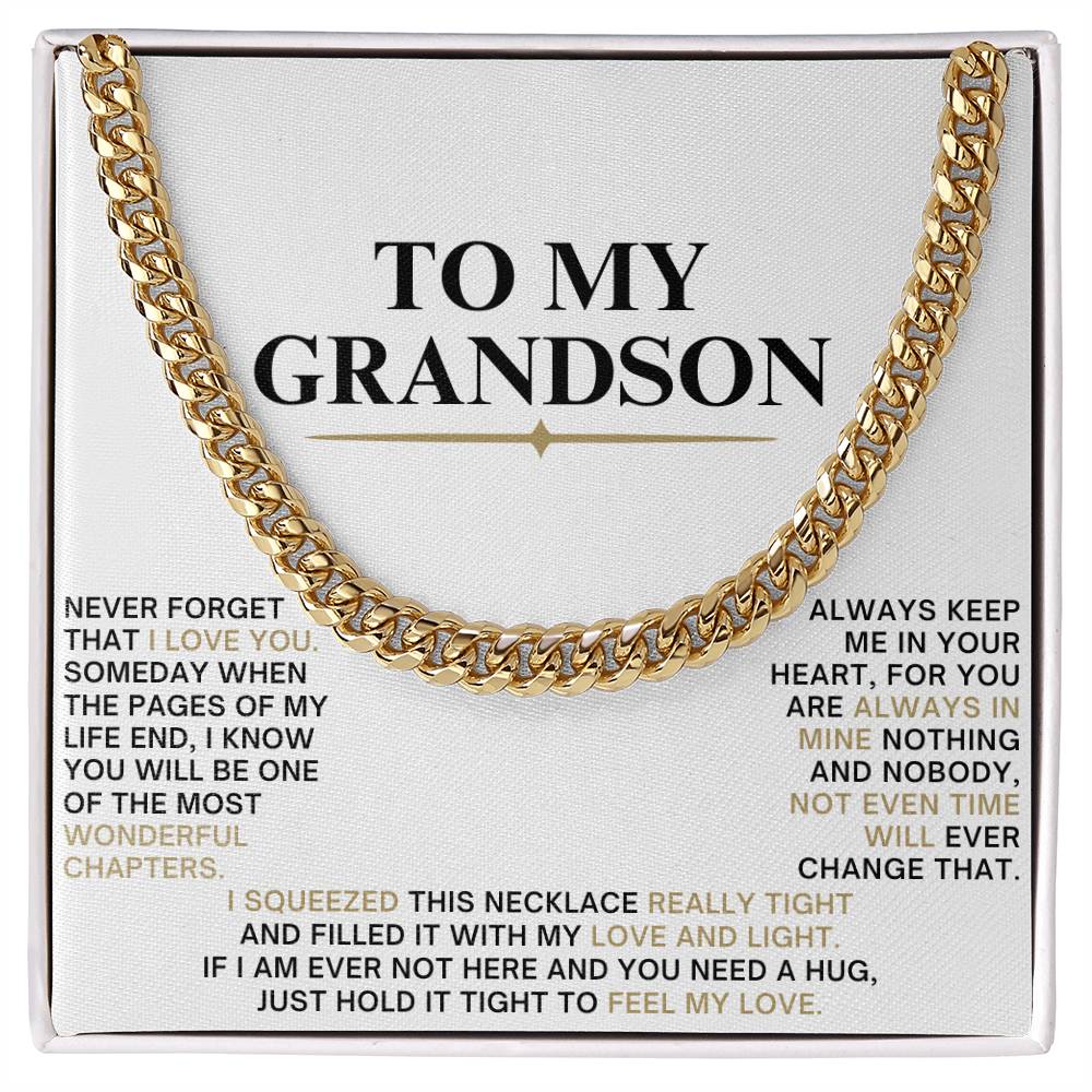 Cuban Link Chain with Sentimental Message for Grandson