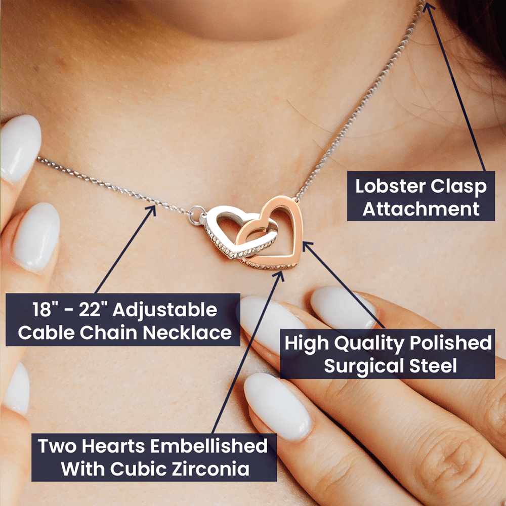 Interlocking Heart Necklace for Granddaughter - CZ Crystals