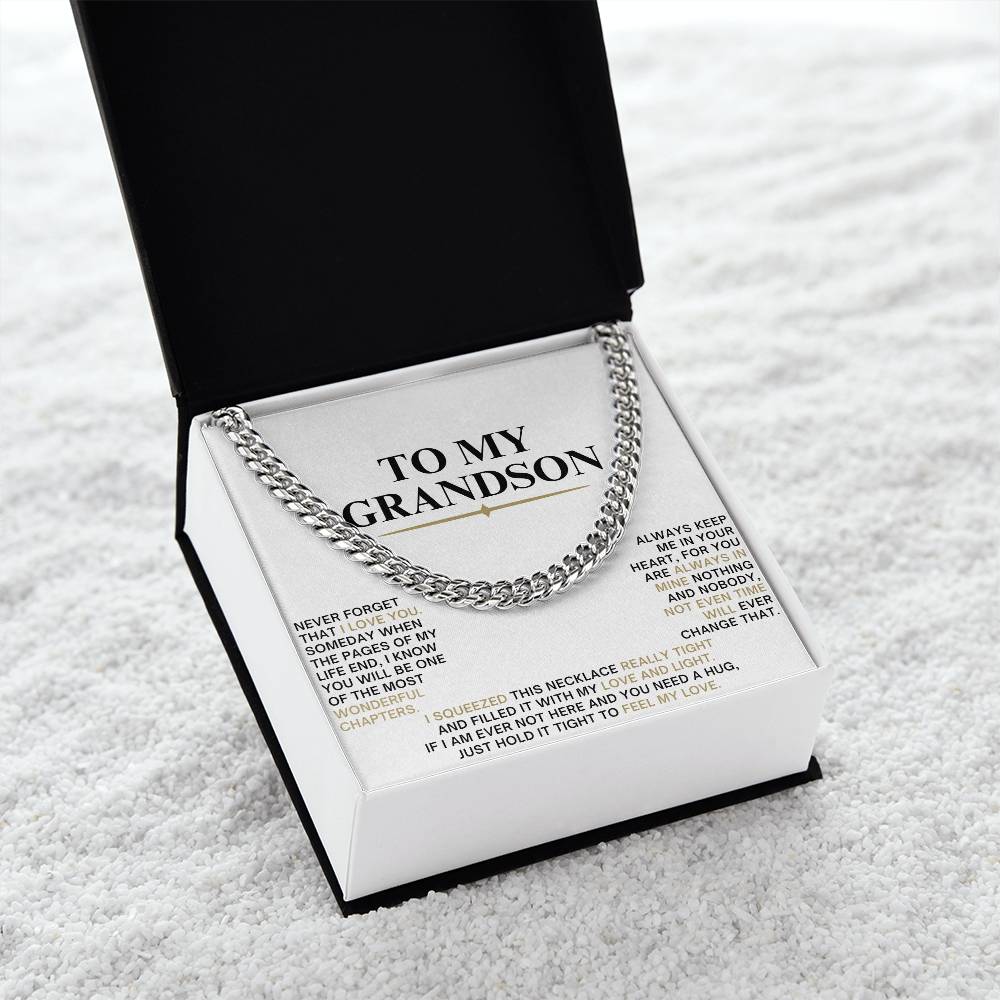 Cuban Link Chain with Sentimental Message for Grandson