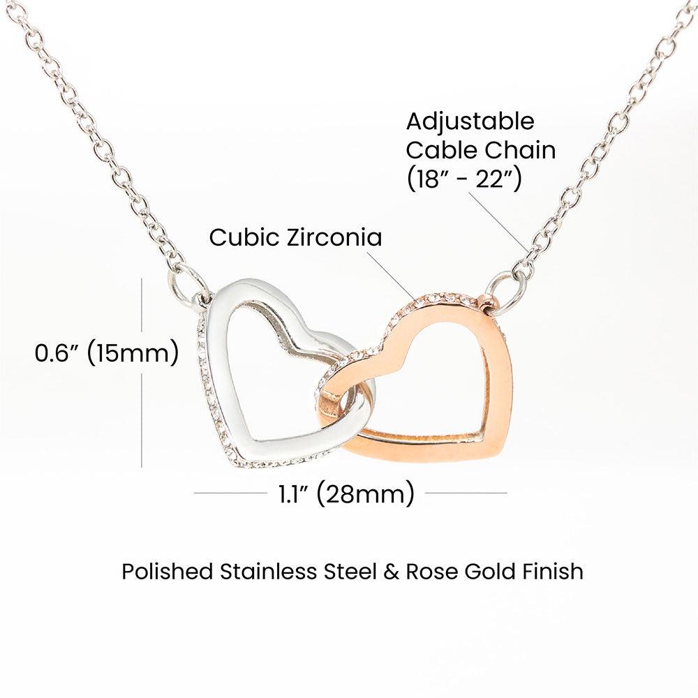 Interlocking Heart Necklace for Granddaughter - CZ Crystals