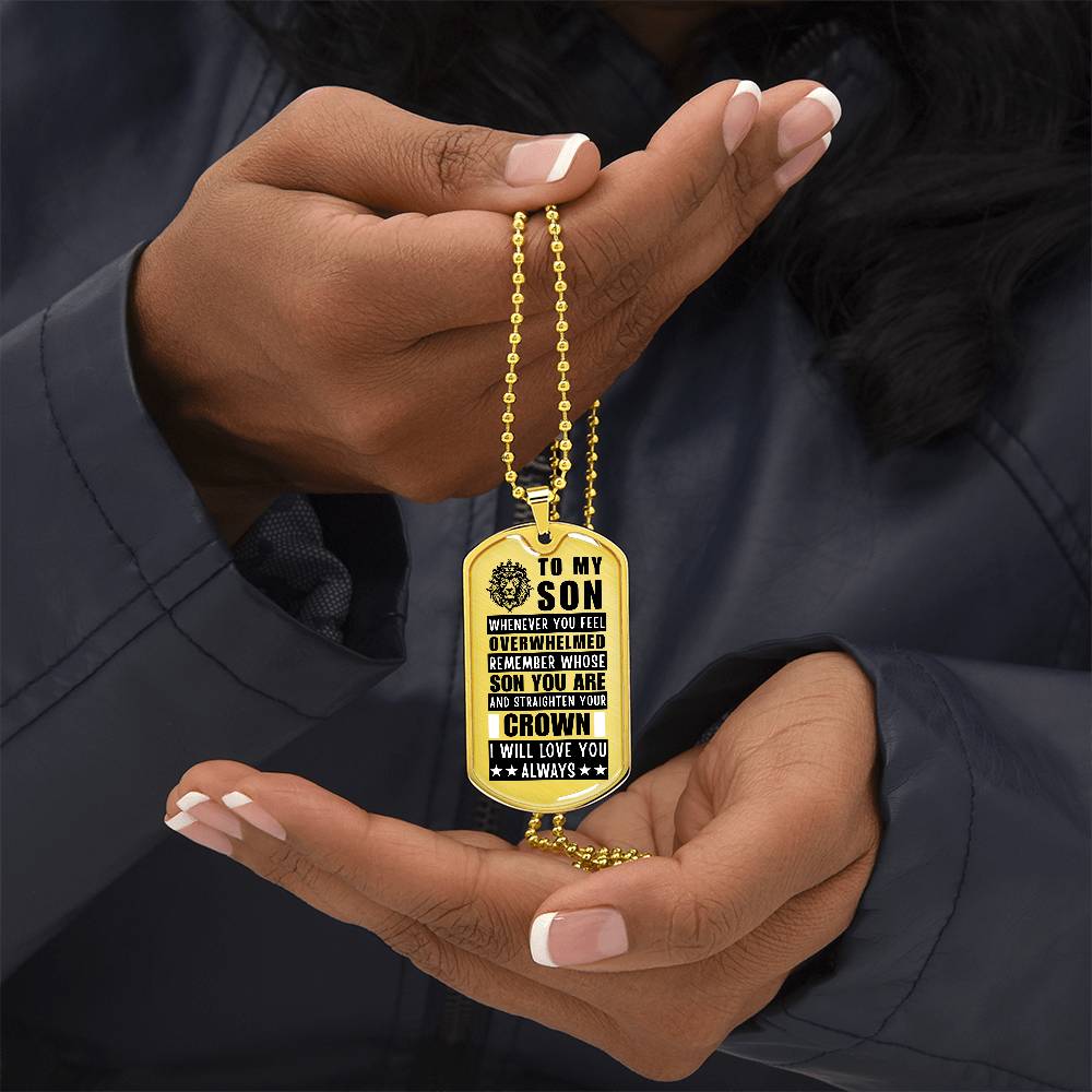 Personalized Dog Tag Necklace with Engraving. Gift for Son
