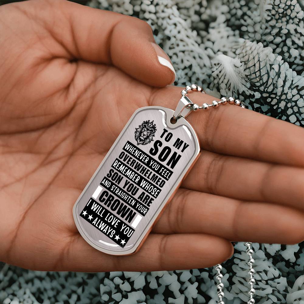 Personalized Dog Tag Necklace with Engraving. Gift for Son