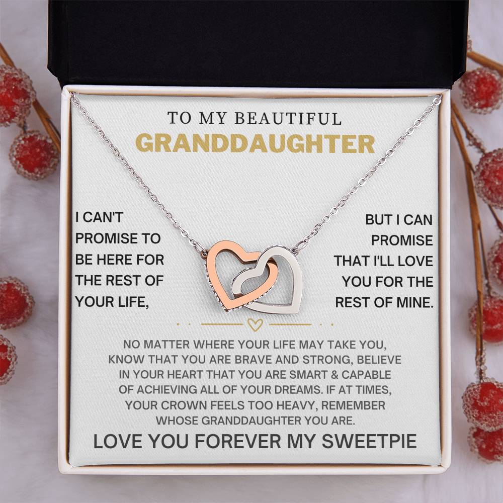 Interlocking Heart Necklace for Granddaughter - CZ Crystals
