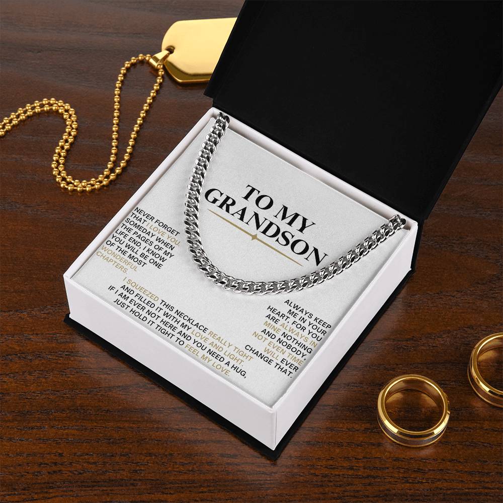 Cuban Link Chain with Sentimental Message for Grandson