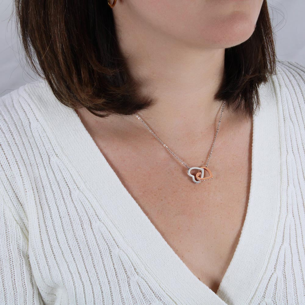 Interlocking Heart Necklace for Granddaughter - CZ Crystals