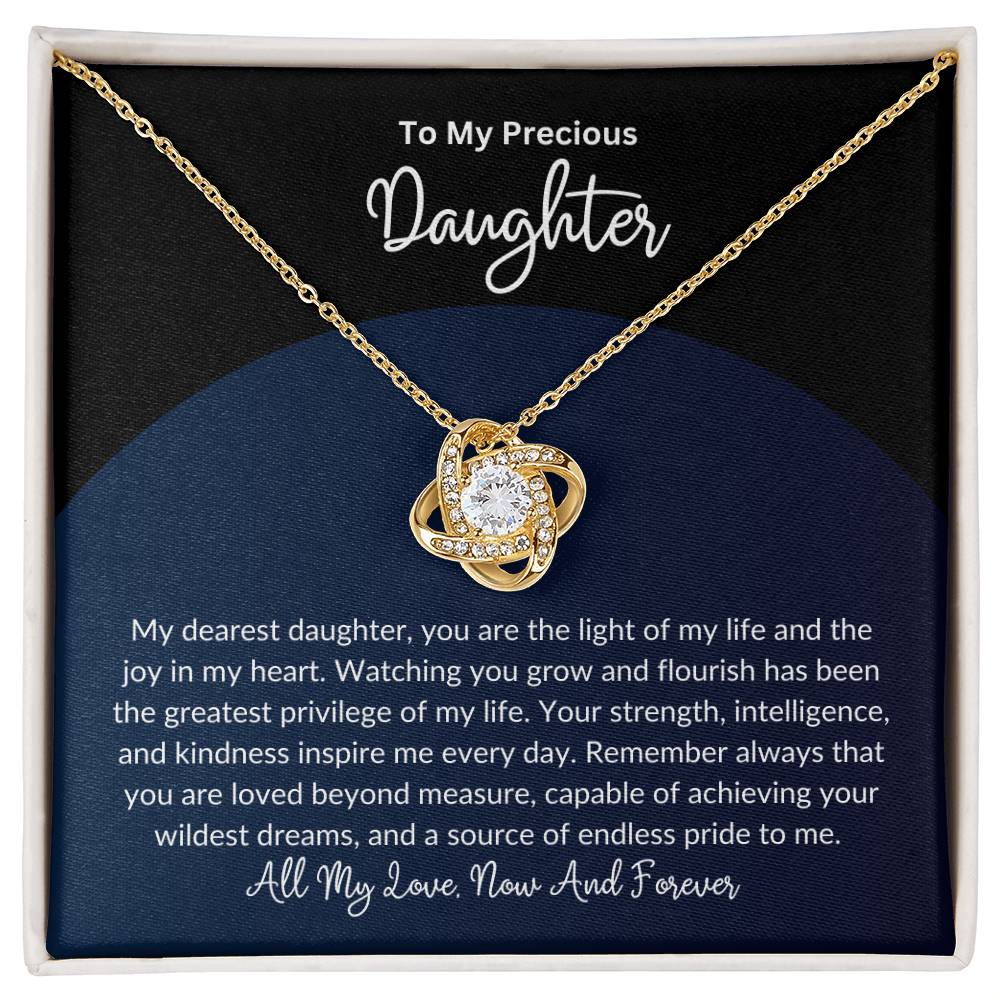 Love Knot Necklace Gift for Daughter from Mom or Dad β Inspirational Jewelry with Message Card