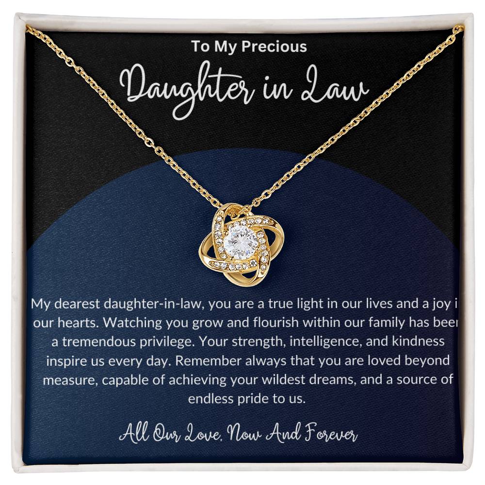 To My Beautiful Daughter In Law - Artisan Created Love Knot Necklace