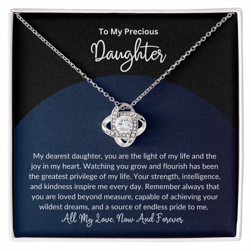 Love Knot Necklace Gift for Daughter from Mom or Dad β Inspirational Jewelry with Message Card