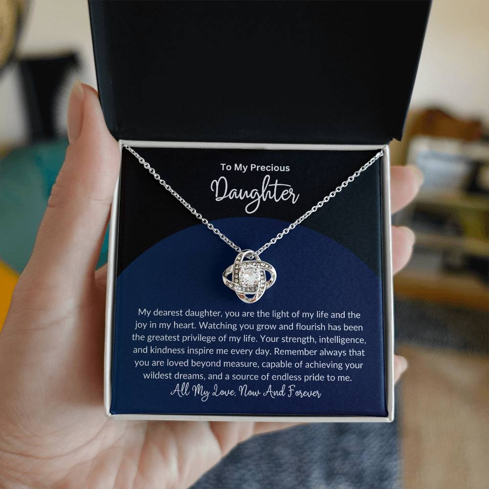 Love Knot Necklace Gift for Daughter from Mom or Dad β Inspirational Jewelry with Message Card