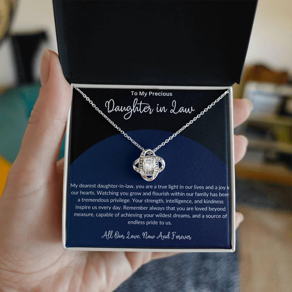 To My Beautiful Daughter In Law - Artisan Created Love Knot Necklace