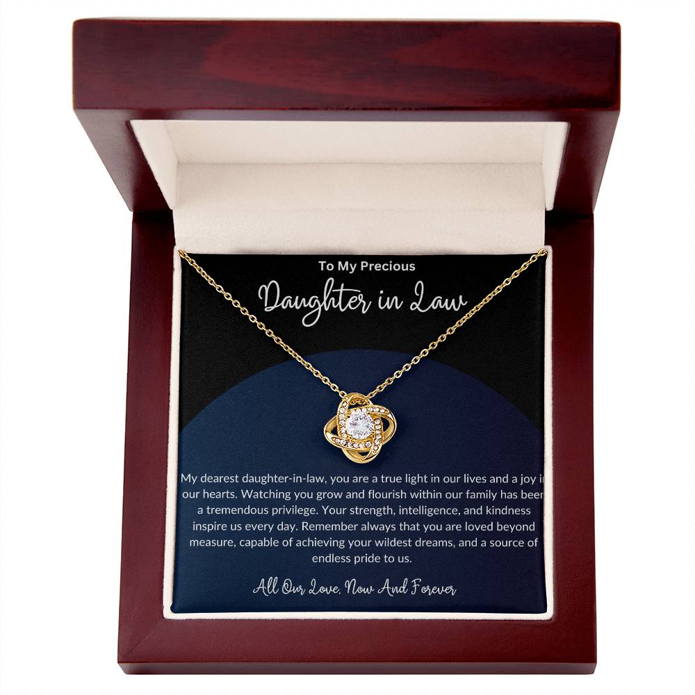 To My Beautiful Daughter In Law - Artisan Created Love Knot Necklace
