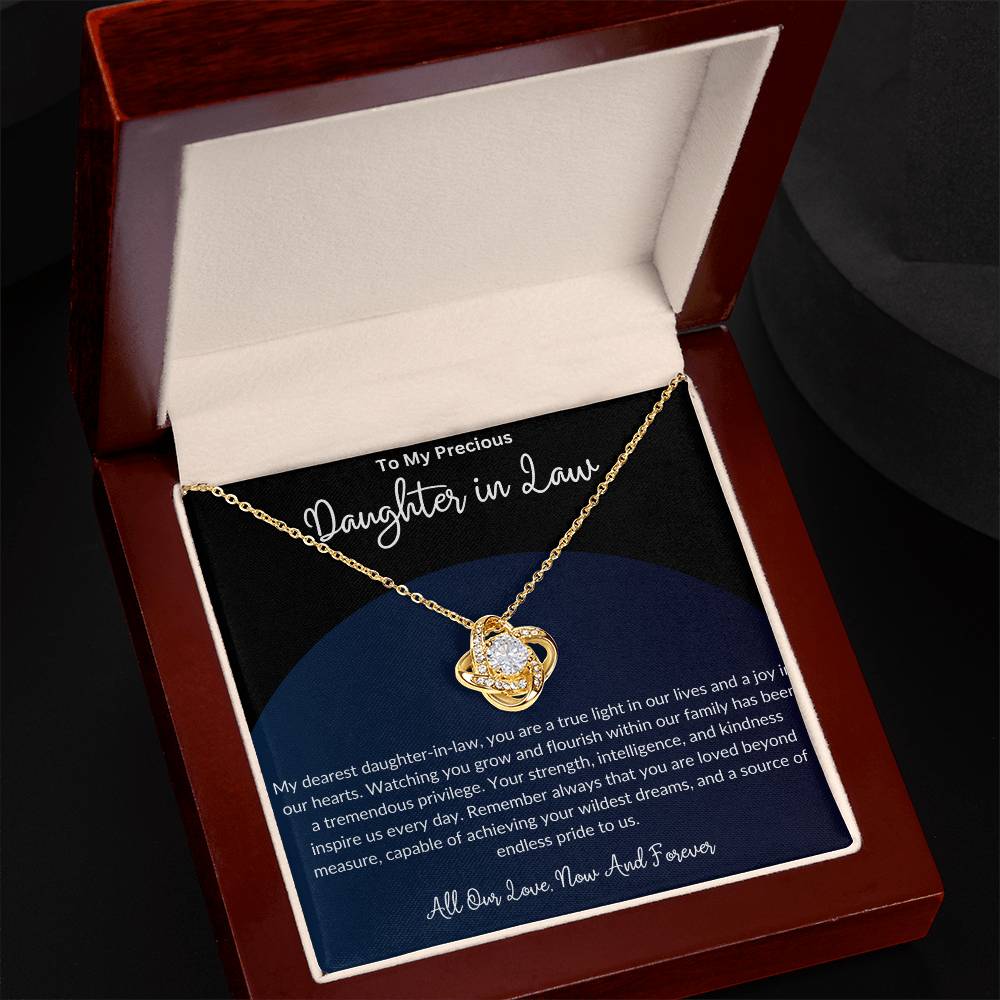 To My Beautiful Daughter In Law - Artisan Created Love Knot Necklace