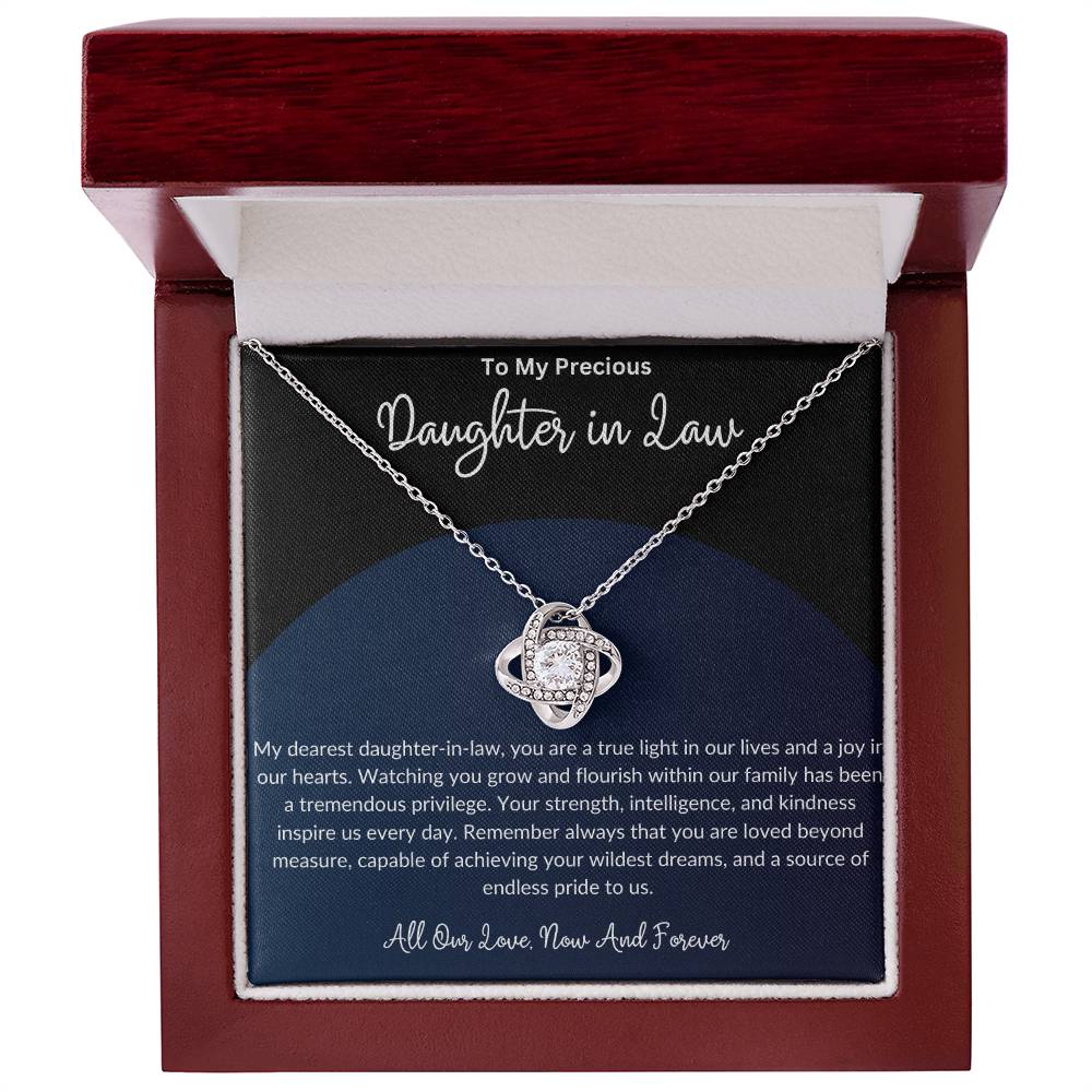 To My Beautiful Daughter In Law - Artisan Created Love Knot Necklace