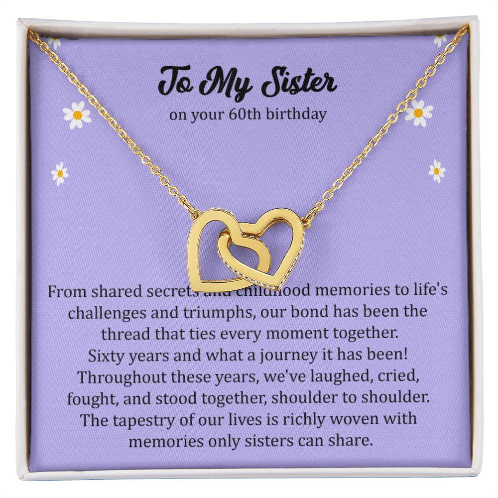 60th Birthday Gift for Sister. Interlocking Hearts Necklace