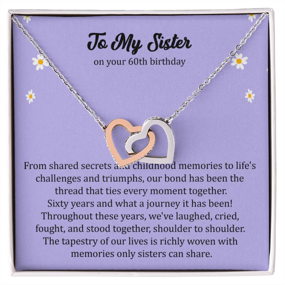 60th Birthday Gift for Sister. Interlocking Hearts Necklace