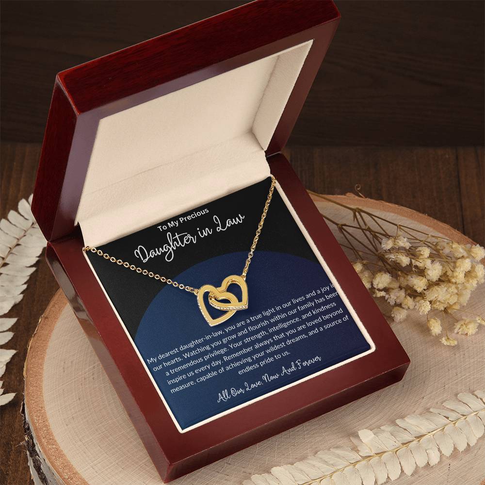To My Beautiful Daughter In Law - Interlocking Hearts Necklace