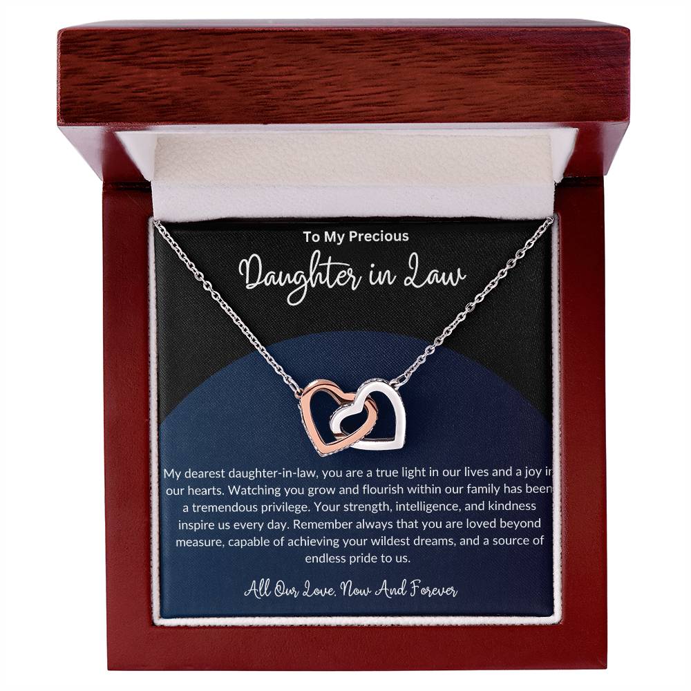 To My Beautiful Daughter In Law - Interlocking Hearts Necklace