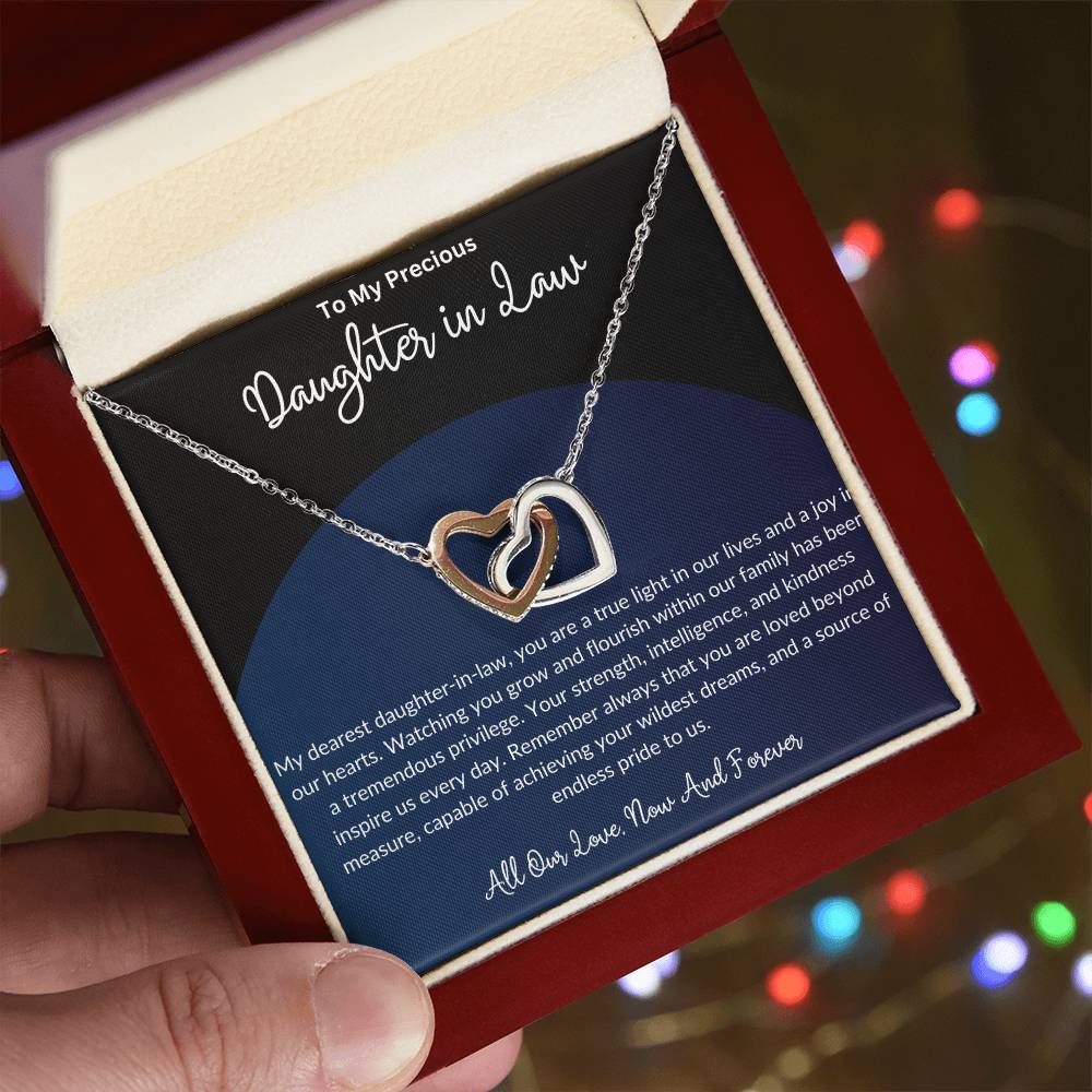 To My Beautiful Daughter In Law - Interlocking Hearts Necklace