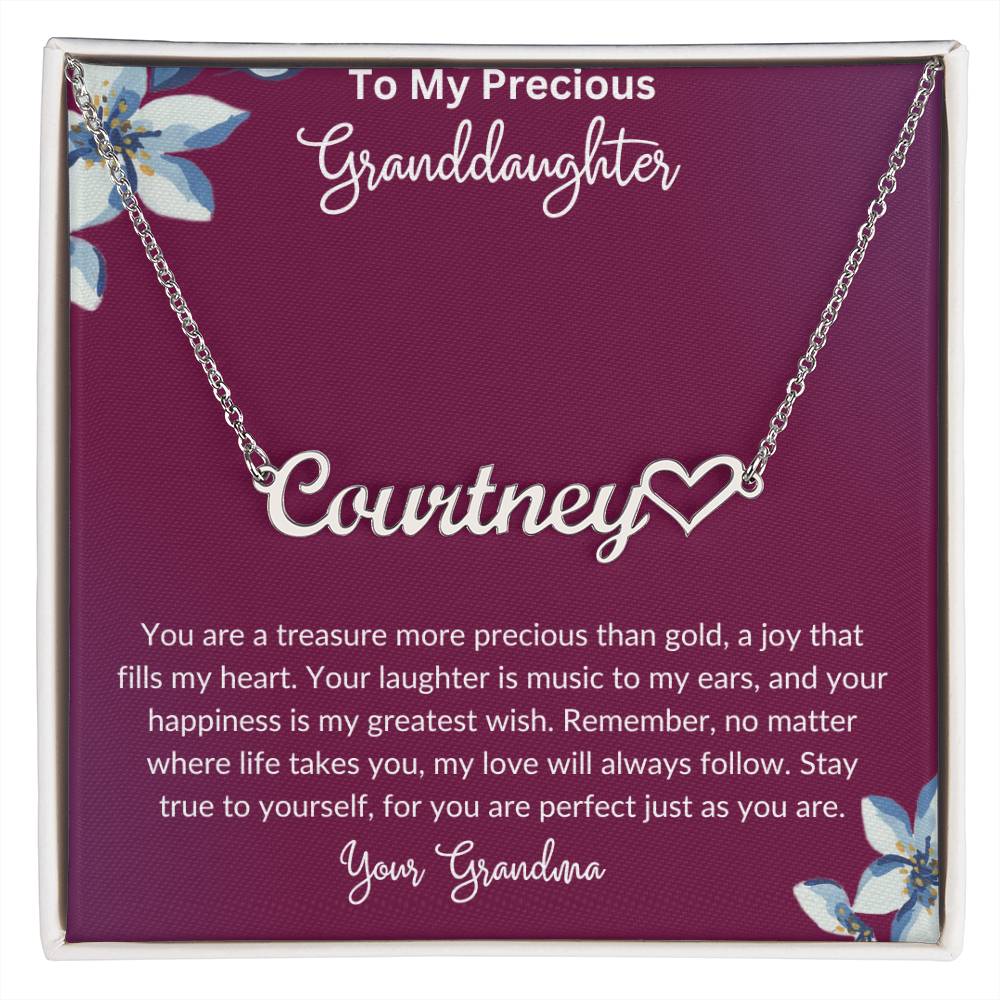 Personalized Granddaughter Heart Name Necklace, Granddaughter Gift, Gift for Woman Girl, Grandmother & Granddaughter, Birthday Gift