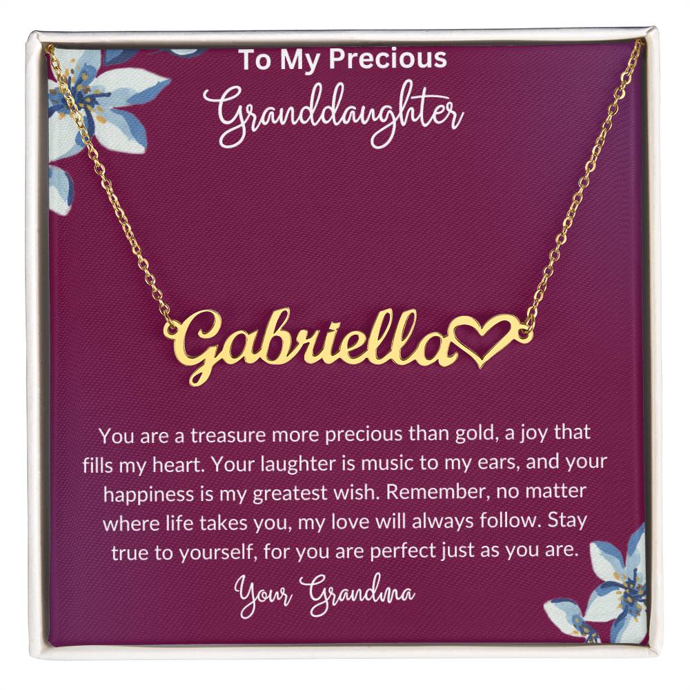 Personalized Granddaughter Heart Name Necklace, Granddaughter Gift, Gift for Woman Girl, Grandmother & Granddaughter, Birthday Gift