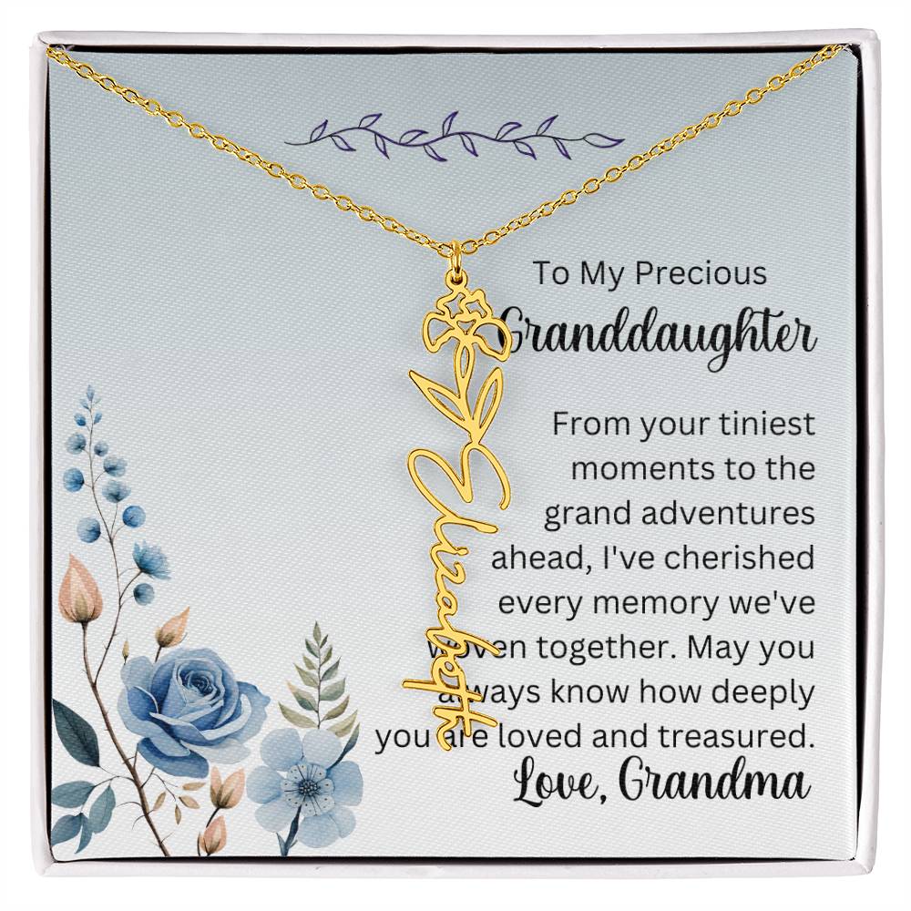 To My Granddaughter Necklace, Name necklace, Personalized necklace, Birth flower necklace, Gift for granddaughter, Gift from grandma,