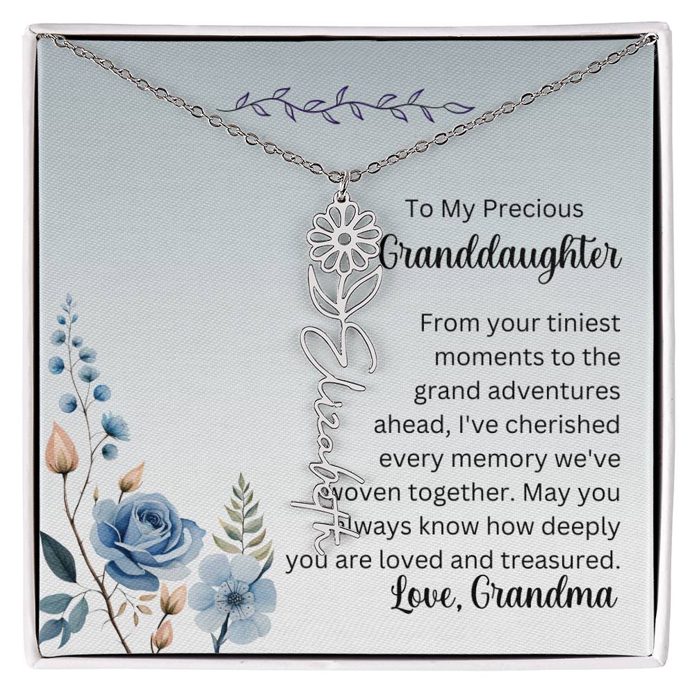 To My Granddaughter Necklace, Name necklace, Personalized necklace, Birth flower necklace, Gift for granddaughter, Gift from grandma,