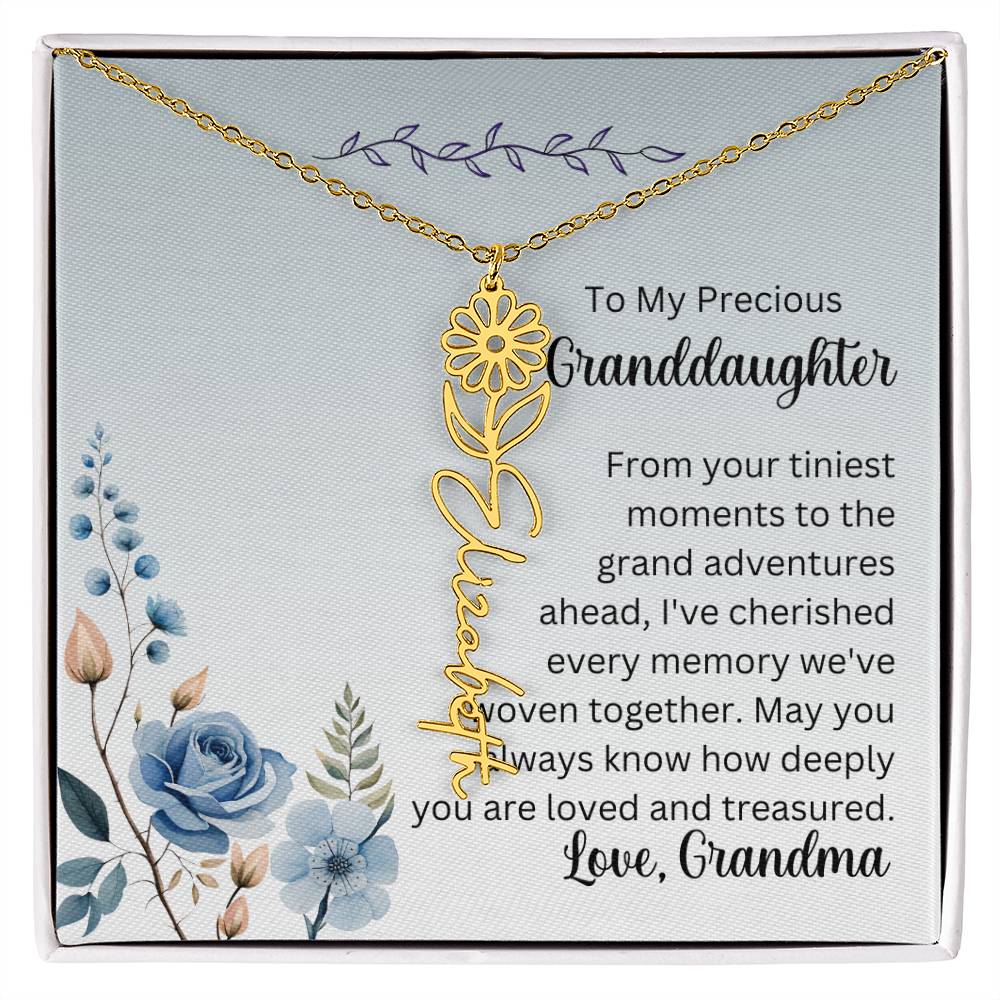 To My Granddaughter Necklace, Name necklace, Personalized necklace, Birth flower necklace, Gift for granddaughter, Gift from grandma,
