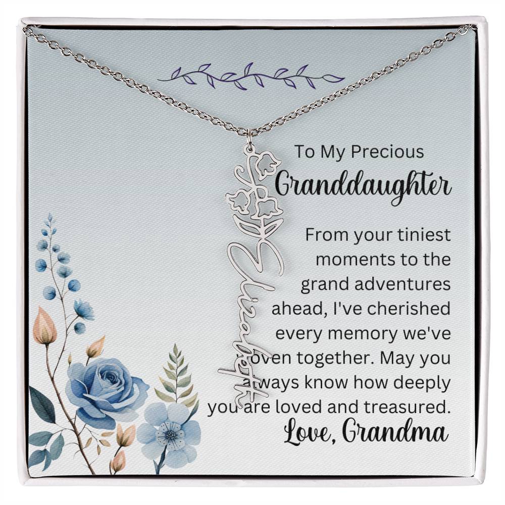 To My Granddaughter Necklace, Name necklace, Personalized necklace, Birth flower necklace, Gift for granddaughter, Gift from grandma,