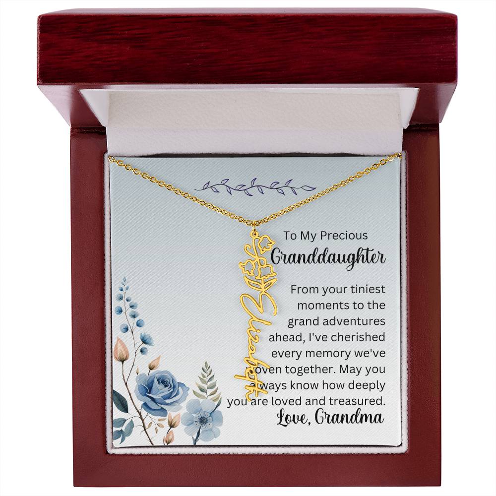 To My Granddaughter Necklace, Name necklace, Personalized necklace, Birth flower necklace, Gift for granddaughter, Gift from grandma,