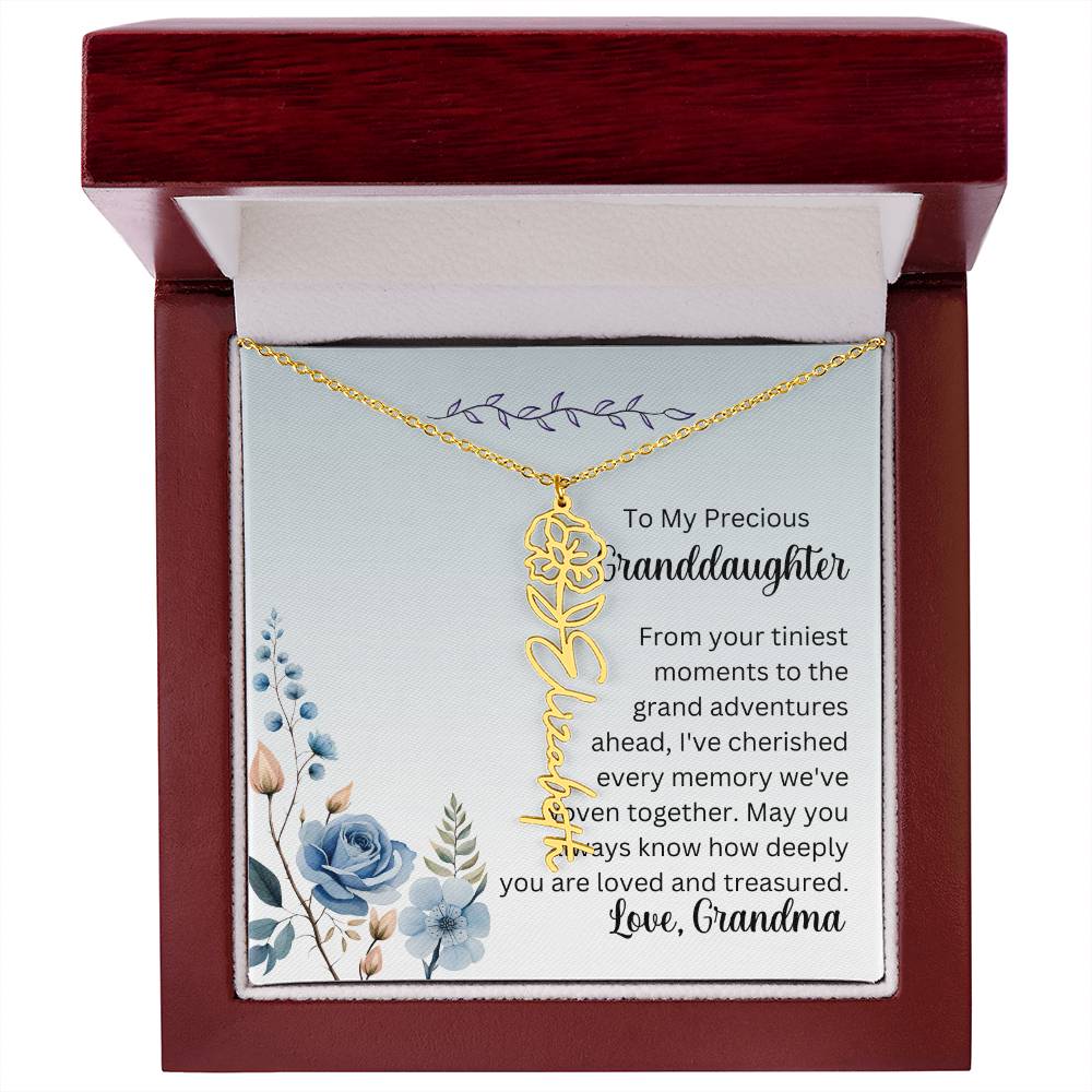 To My Granddaughter Necklace, Name necklace, Personalized necklace, Birth flower necklace, Gift for granddaughter, Gift from grandma,