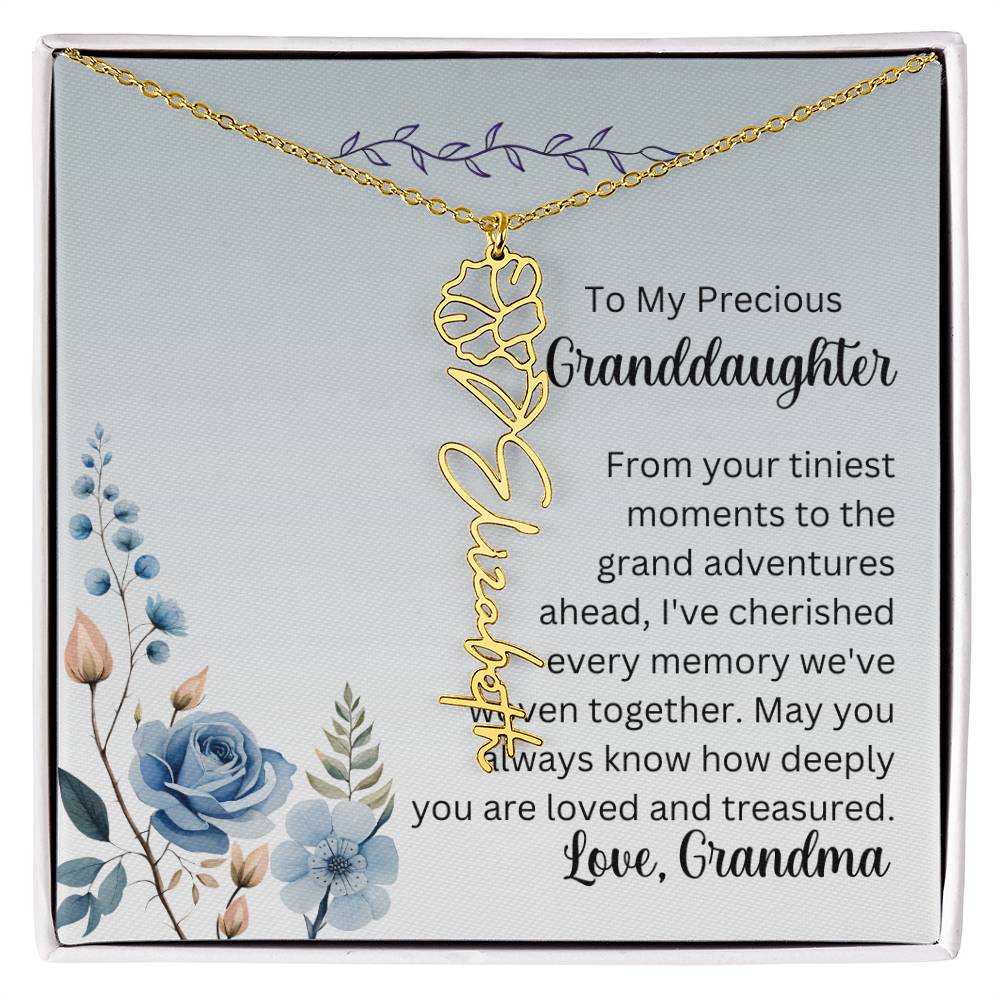 To My Granddaughter Necklace, Name necklace, Personalized necklace, Birth flower necklace, Gift for granddaughter, Gift from grandma,