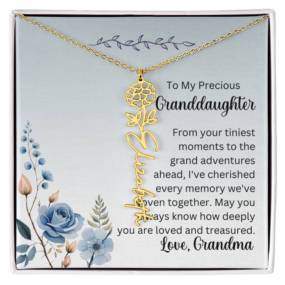 To My Granddaughter Necklace, Name necklace, Personalized necklace, Birth flower necklace, Gift for granddaughter, Gift from grandma,