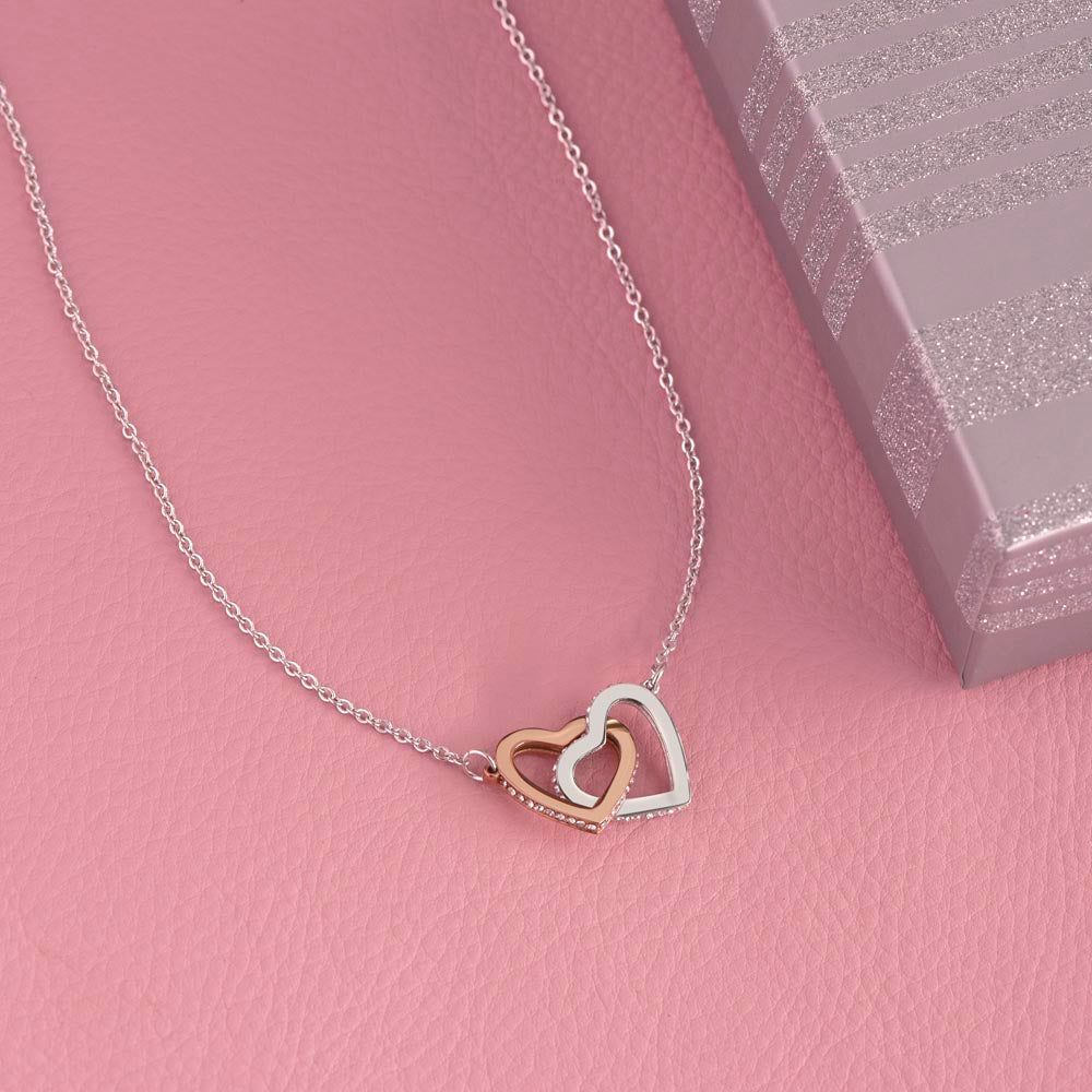 Interlocking Heart Necklace for Granddaughter - CZ Crystals