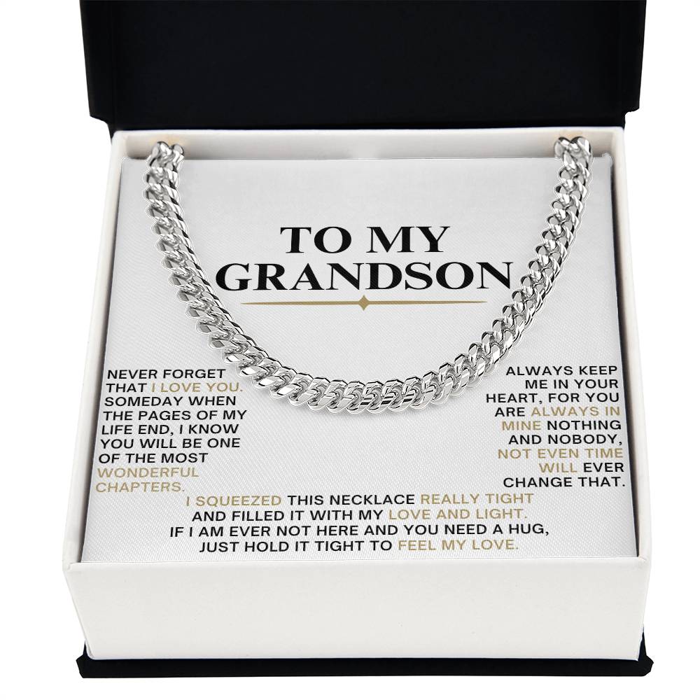 Cuban Link Chain with Sentimental Message for Grandson