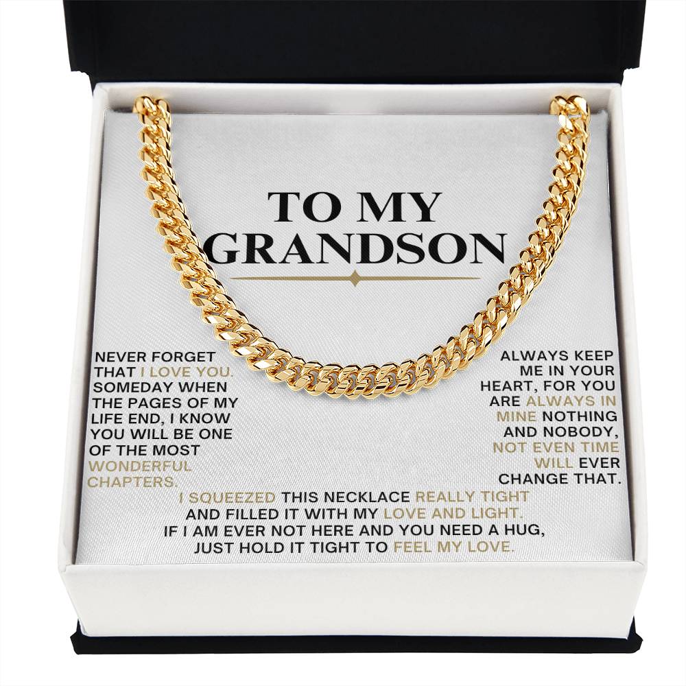 Cuban Link Chain with Sentimental Message for Grandson