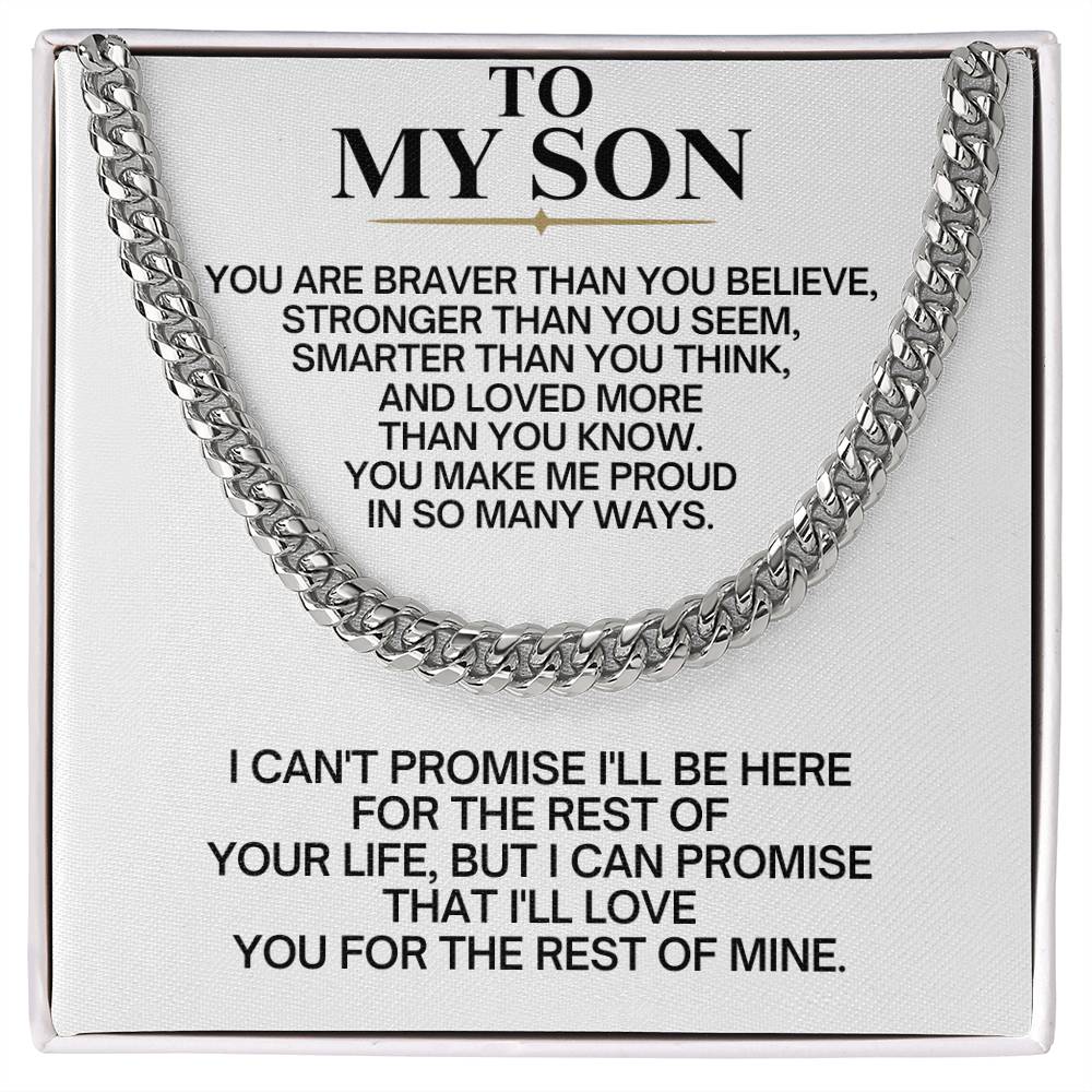 To My Son Cuban Link Chain Necklace - Gift Box Included